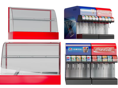 现代饮品机、恒温熟食展柜