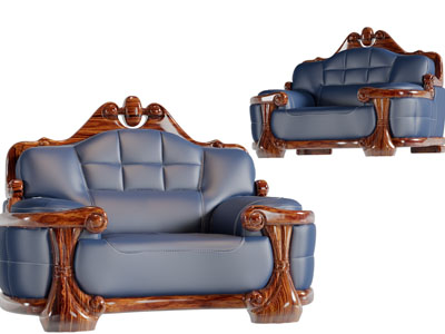 欧式实木雕花边框的单人沙发3d模型 欧式实木雕花边框的单人沙发