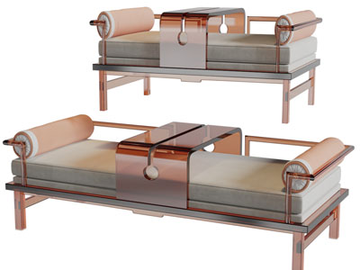 新中式罗汉床3d模型 新中式罗汉床