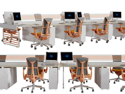 现代多工位办公桌椅组合