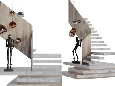 现代旋转楼梯3d模型 现代旋转楼梯