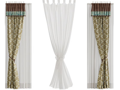 新中式窗纱窗帘3d模型 新中式窗纱窗帘