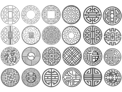 新中式圆形雕花构件