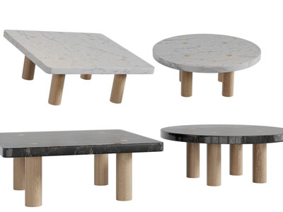 现代方形、圆形茶几3d模型 现代方形、圆形茶几