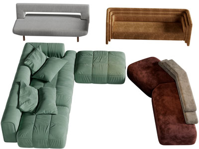 现代布艺多人沙发3d模型 现代布艺多人沙发