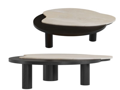 侘寂风不规则形茶几3d模型 侘寂风不规则形茶几