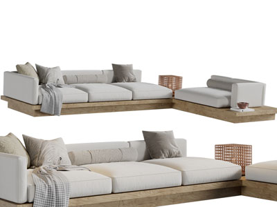 日式转角多人沙发3d模型 日式转角多人沙发