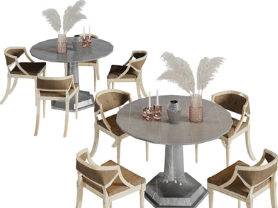 现代圆形餐桌椅组合