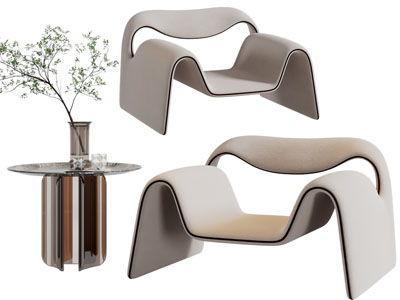 侘寂风单人沙发3d模型 侘寂风单人沙发