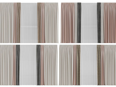 现代布艺窗纱窗帘3d模型 现代布艺窗纱窗帘