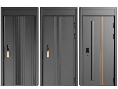 现代带密码锁的入户平开门