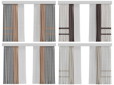 现代布艺窗纱窗帘3d模型 现代布艺窗纱窗帘