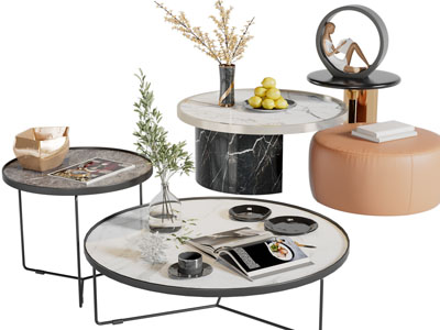 现代圆形茶几3d模型 现代圆形茶几