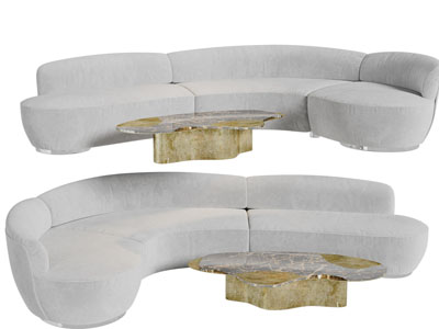 侘寂风多人沙发3d模型 侘寂风多人沙发