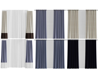 现代布艺窗纱窗帘3d模型 现代布艺窗纱窗帘