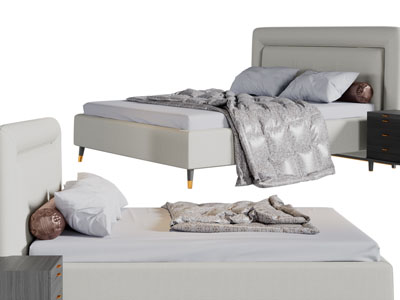 现代布艺双人床