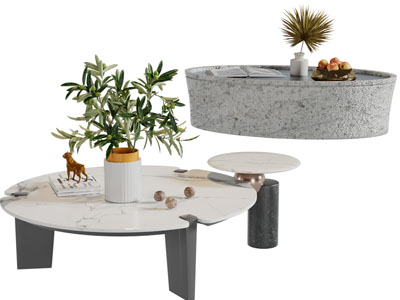 现代圆形茶几3d模型 现代圆形茶几