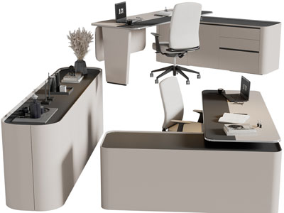 现代老板台、办公桌椅组合