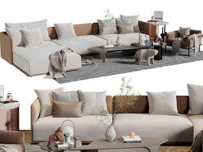 现代多人沙发、休闲椅子、茶几组合