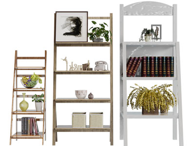北欧实木梯子置物装饰架