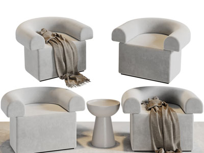 侘寂风单人沙发3d模型 侘寂风单人沙发