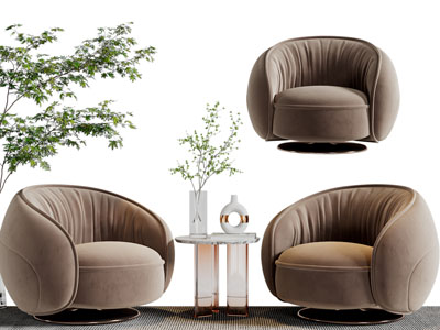 侘寂风单人沙发3d模型 侘寂风单人沙发