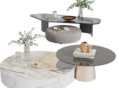 现代圆形茶几3d模型 现代圆形茶几