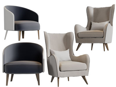 北欧单人沙发3d模型 北欧单人沙发