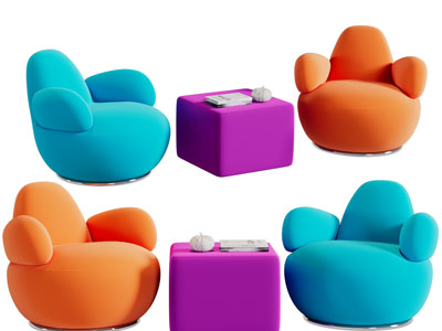 现代卡通休闲单人沙发3d模型 现代卡通休闲单人沙发