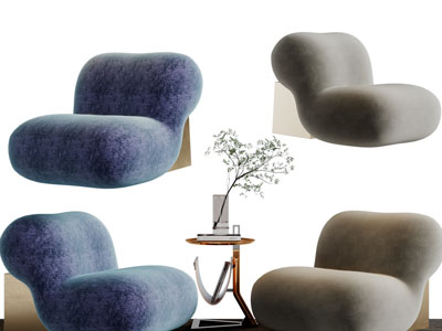 侘寂风单人沙发3d模型 侘寂风单人沙发