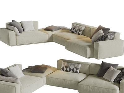 现代转角多人沙发3d模型 现代转角多人沙发