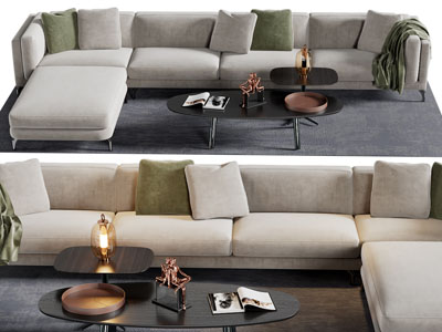 现代布艺转角多人沙发3d模型 现代布艺转角多人沙发