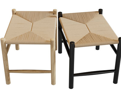 侘寂风绳编凳子、沙发凳