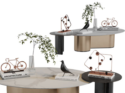 现代椭圆形茶几3d模型 现代椭圆形茶几