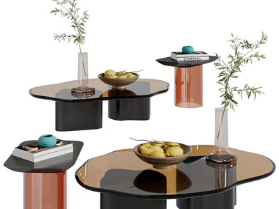 现代异形玻璃茶几3d模型 现代异形玻璃茶几