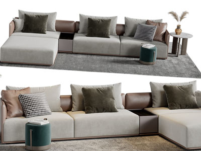 现代布艺转角多人沙发3d模型 现代布艺转角多人沙发