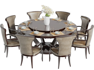 新中式圆形餐桌椅组合