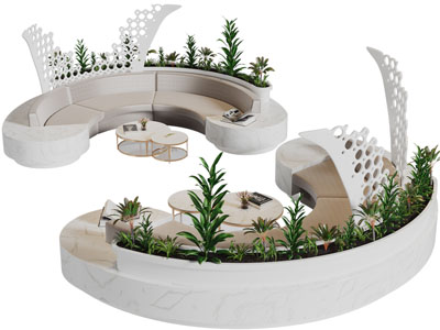 现代弧形、异形多人沙发3d模型 现代弧形、异形多人沙发