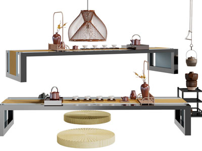 新中式茶桌、坐垫