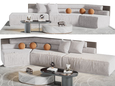 现代多人沙发、茶几组合