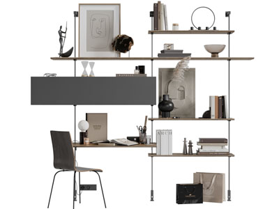 现代书柜、书桌椅组合