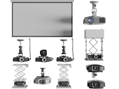 现代投影仪、幕布3d模型 现代投影仪、幕布