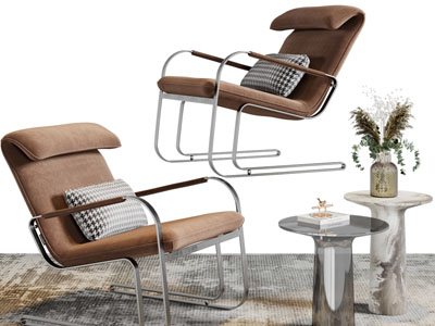 现代休闲椅子、边几