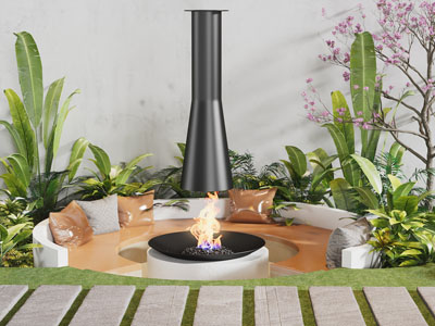 现代户外圆形多人沙发、壁炉火炉3d模型 现代户外圆形多人沙发、壁炉火炉