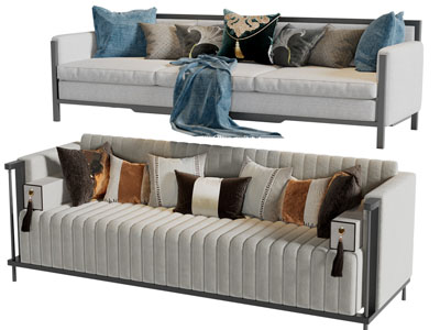 新中式多人沙发3d模型 新中式多人沙发