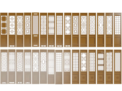 中式实木镂花窗、门扇