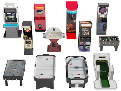 现代游戏机、桌球游乐设备3d模型 现代游戏机、桌球游乐设备