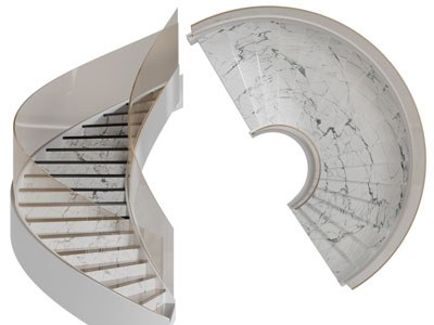 现代玻璃扶手的旋转楼梯3d模型 现代玻璃扶手的旋转楼梯