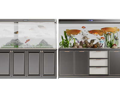 新中式带收纳柜的鱼缸