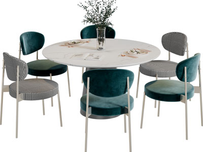 现代轻奢圆形餐桌椅组合